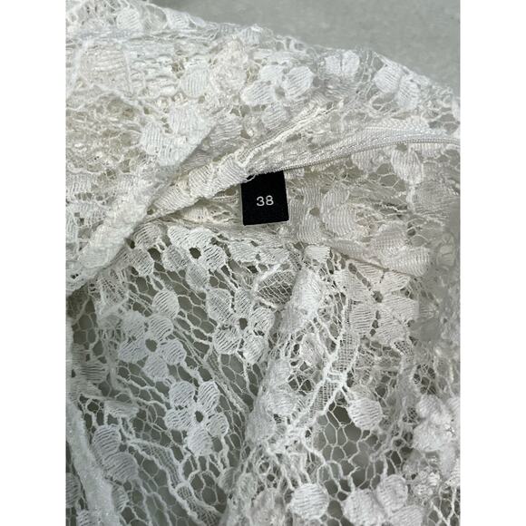 Isabel Marant Toyela White Lace Sheer Etoile Mock Neck Long Sleeve Top Size 38/6 - Picture 11 of 13